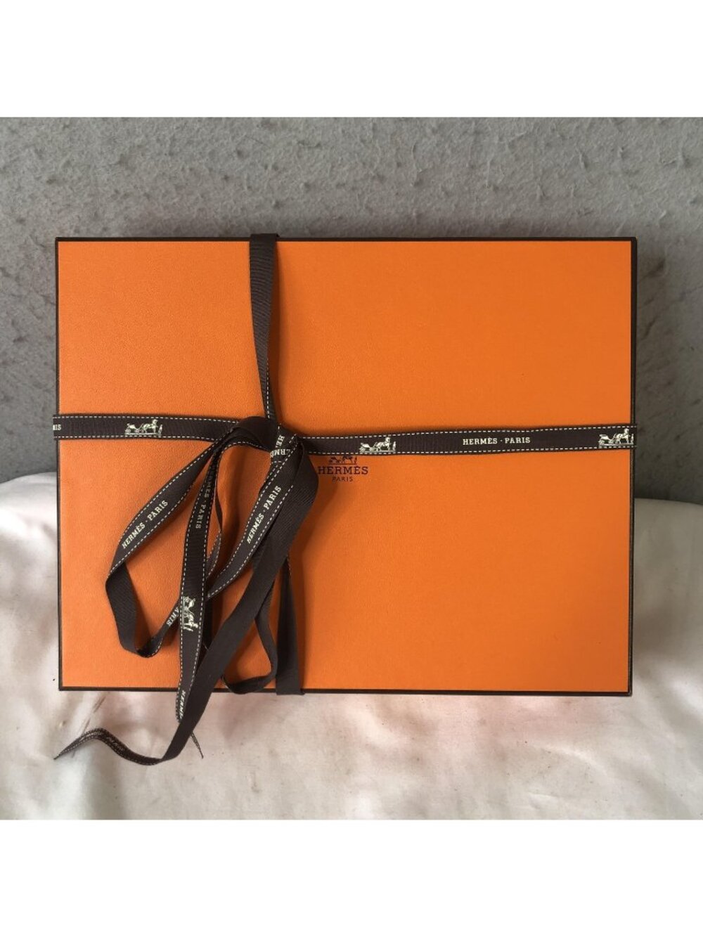 Hermes Dust Bag Womens One Size Orange Herringbone Logo Box Ribbon Storage
